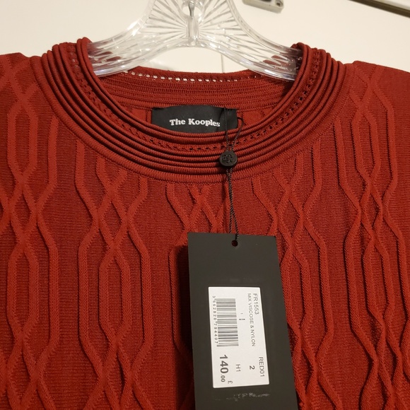 The Kooples NWT Red Knit Dress with Jacquard Motif - Picture 4 of 6